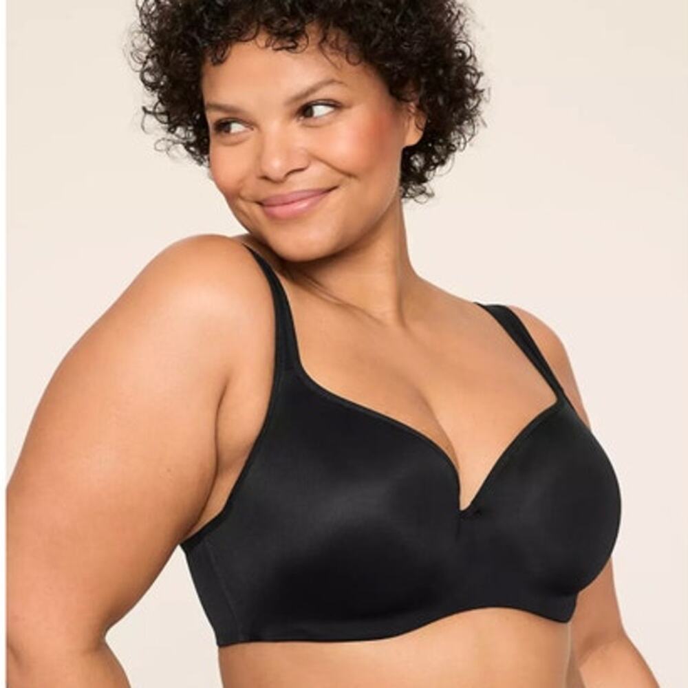 NWT Cacique Modern Collection Lightly Lined Balconette Bra Black Underwire 40F